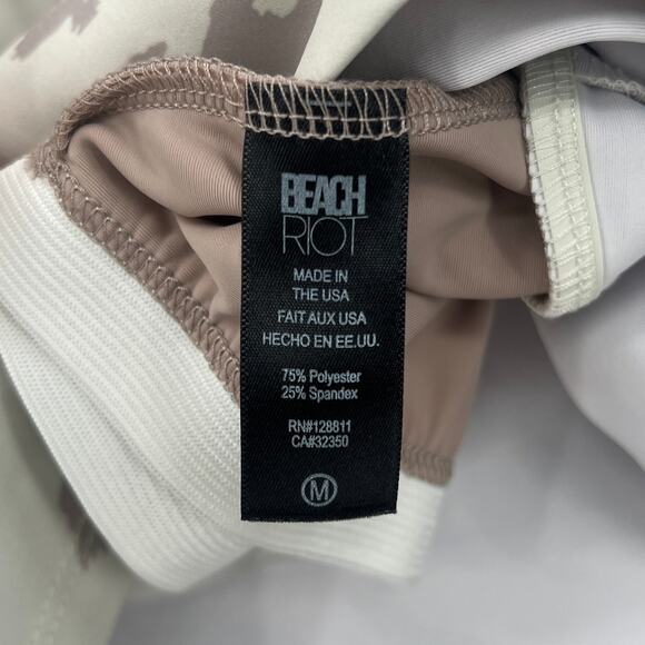 BEACH RIOT Ruby Crop Tank Womens M Taupe Cow Print Racerback V Neck Athleisure - Picture 8 of 14